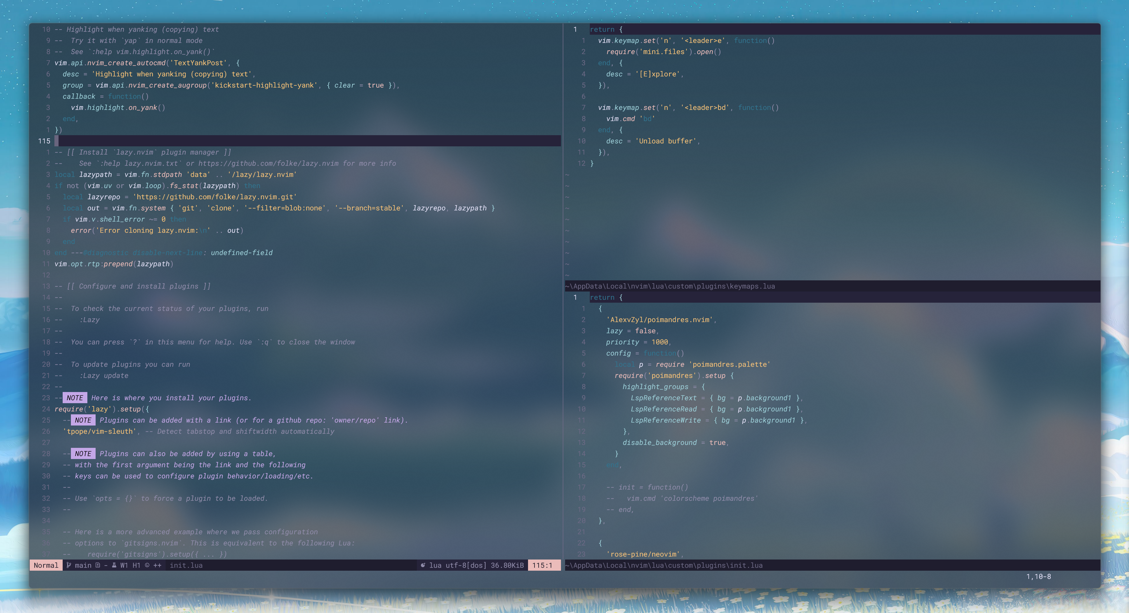 Neovim config screenshot